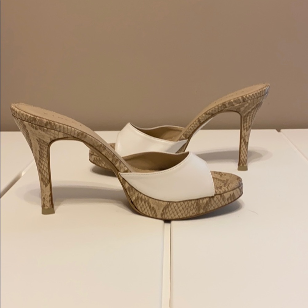 White high heel mules
